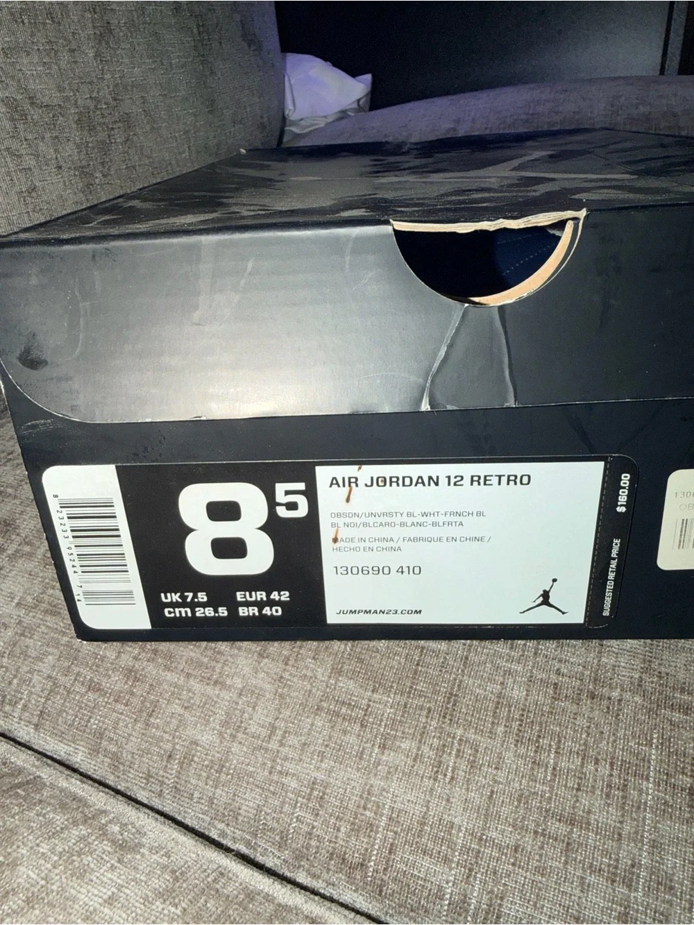 Air Jordan 12 Retro Obsidian 2012 Men’s 8.5 Navy White OG Box